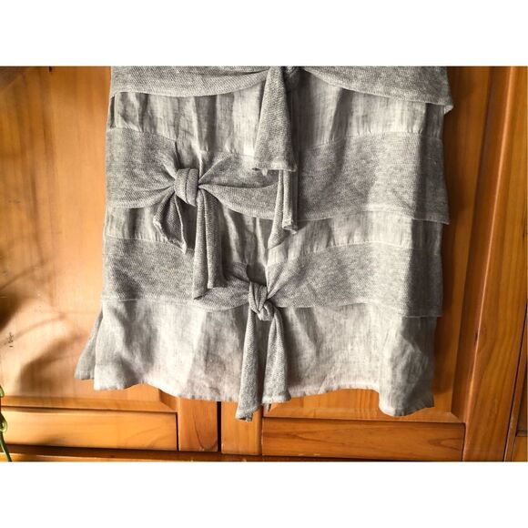 “Muza Poland Linen Dress – Gray, Short Sleeve, Artistic Knit Details (M - Picture 5 of 14